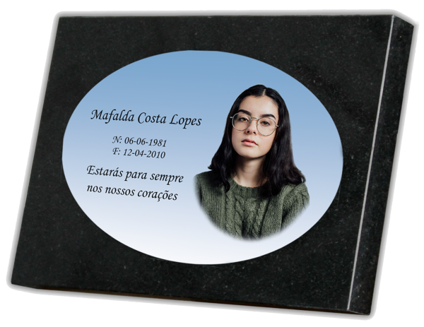 Lápide em Granito Preto 24x20 cm Lápide em Granito Preto 24x20 cm